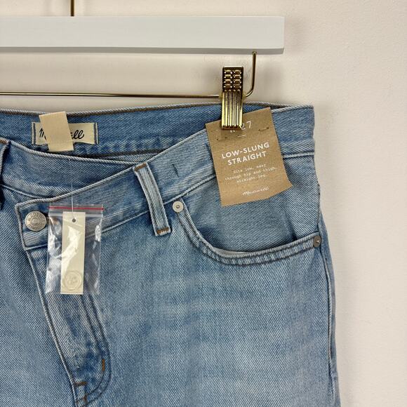 Madewell Low Slung Straight Jeans Sevilla Wash Blue Straight Slouchy US 27 NWT - Picture 10 of 16